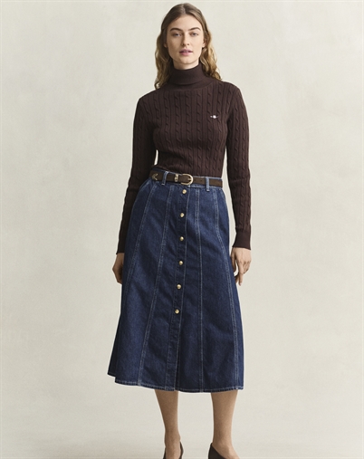 Gant - Flared Denim Nederdel - Dark Blue Worn In 